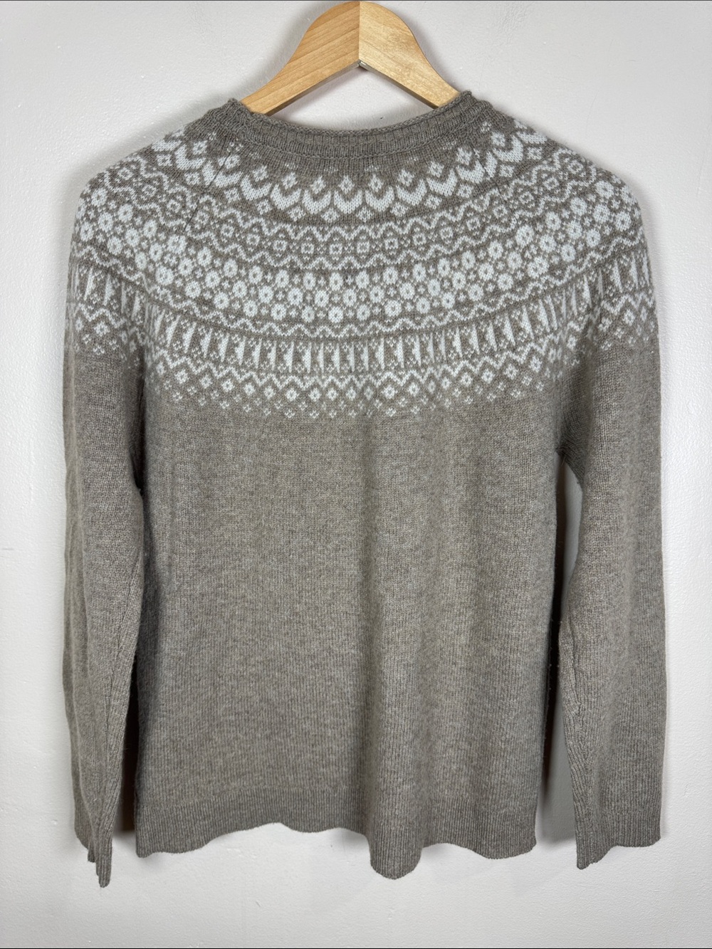 Tabitha Webb Womens Lambs Wool Blend Sweater Cream Fair Isle Yoke L Classic - Picture 5 of 7